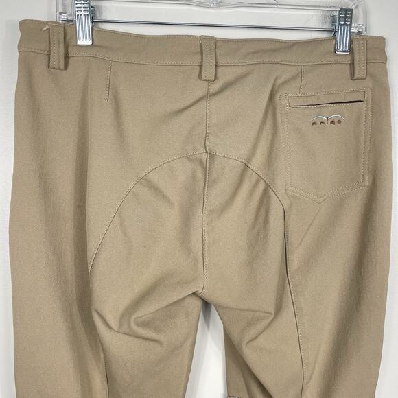 Animo Equestrian Breeches Ladies IT 46 US 14 Khaki Knee Patch Grip Riding Pants - Picture 7 of 10